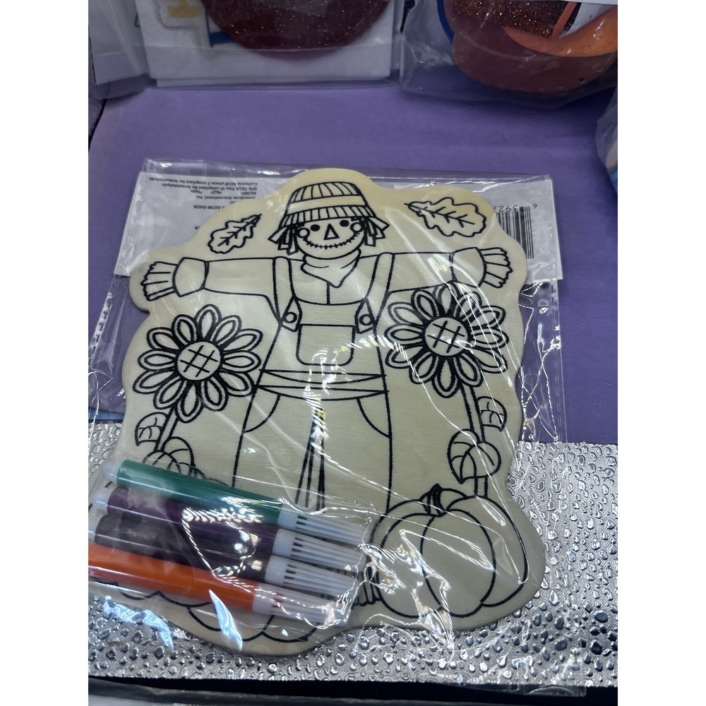 Lot of children's arts and crafts 4 Packages Fall Pumpkin Scarecrow Owl Turkey - Picture 2 of 5